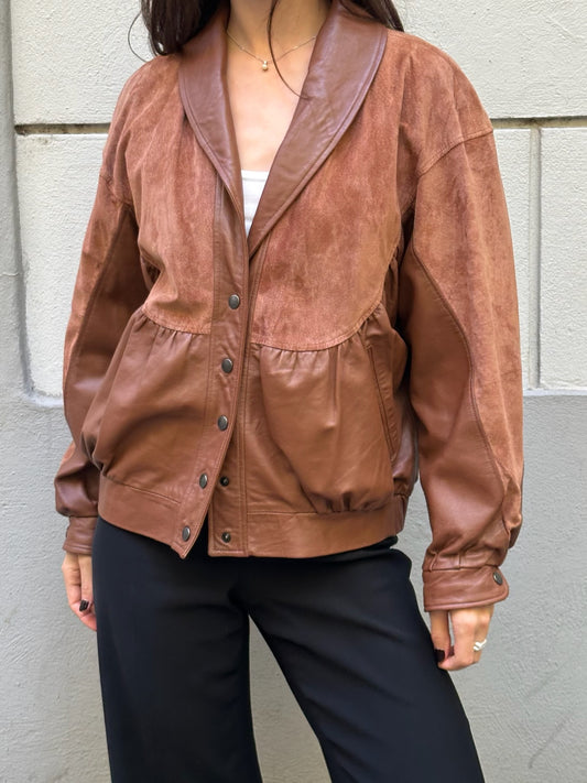 Vintage Brown 100% Genuine Leather Suede Jacket M/L