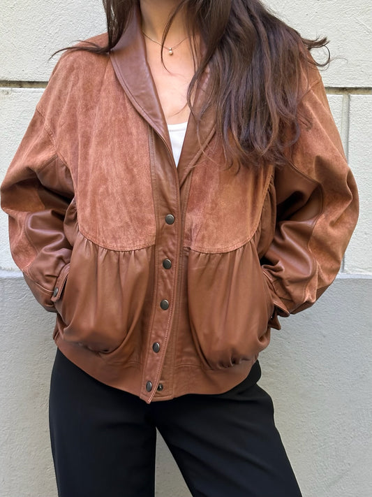 Vintage Brown 100% Genuine Leather Suede Jacket M/L
