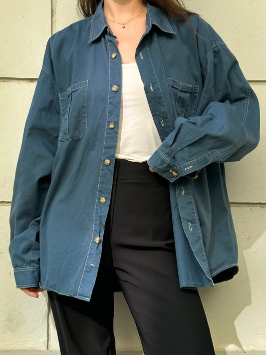 Vintage 100% Cotton Blue Button Down Shirt L