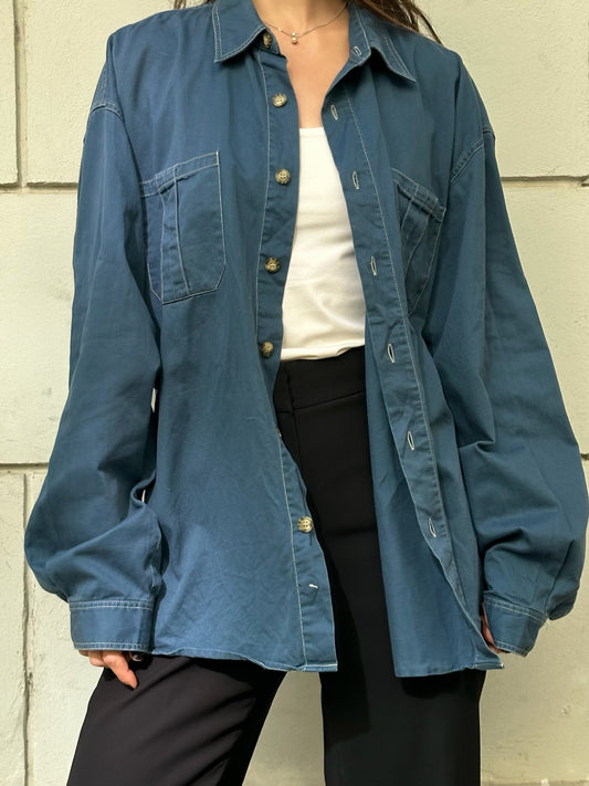 Vintage 100% Cotton Blue Button Down Shirt L