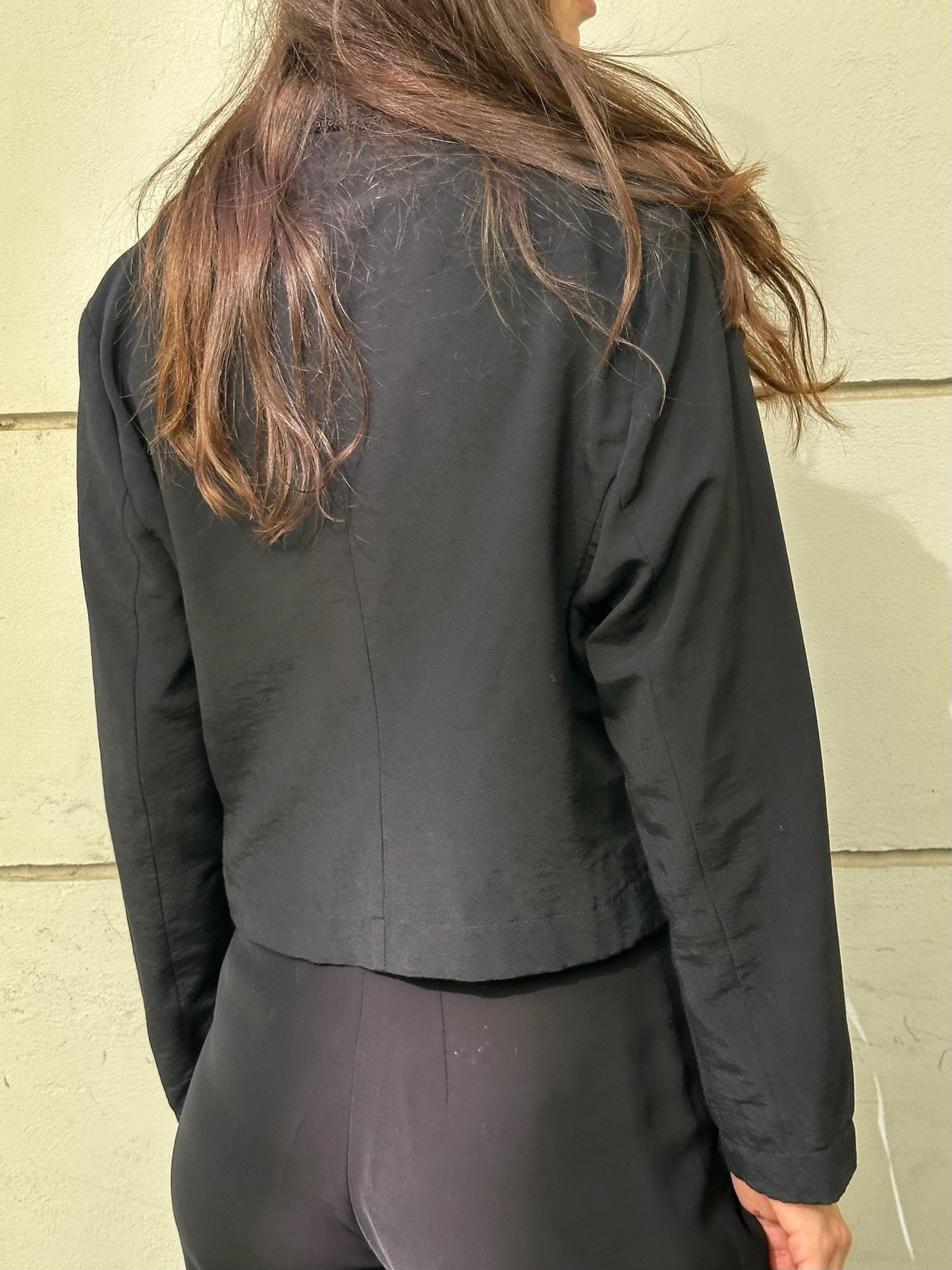 Vintage Black Viscose Blend Embroidered Hem Blazer M