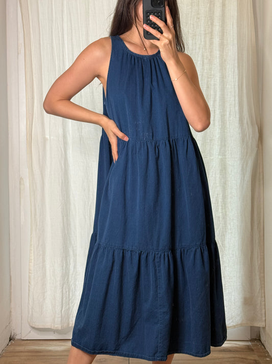 Blue Denim Tiered Maxi Dress S/M