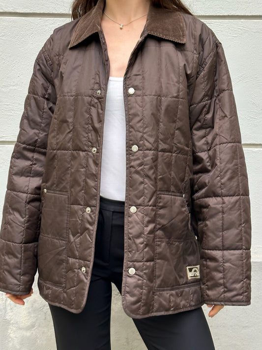 Vintage Naf Naf Chocolate Brown Puffer Barn Jacket Men's L