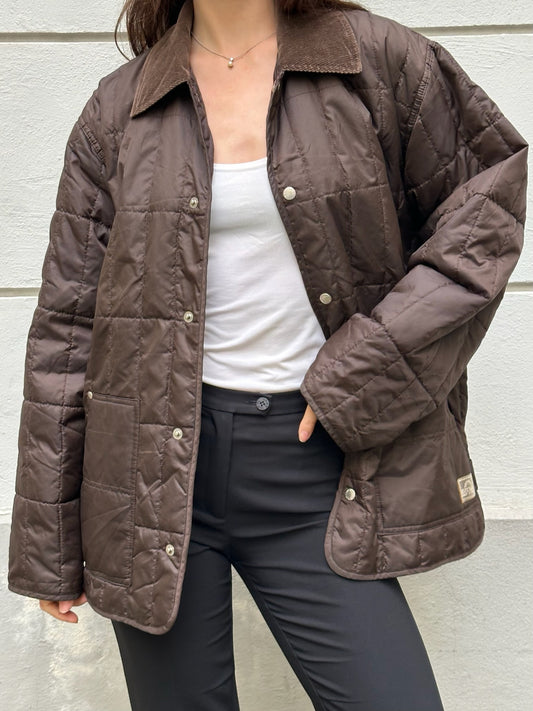Vintage Naf Naf Chocolate Brown Puffer Barn Jacket Men's L