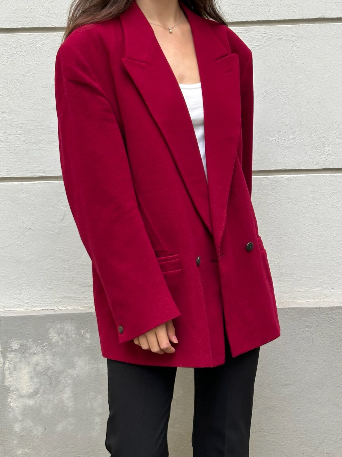 Vintage Wool/Cashmere Blend Dark Red Blazer L/XL