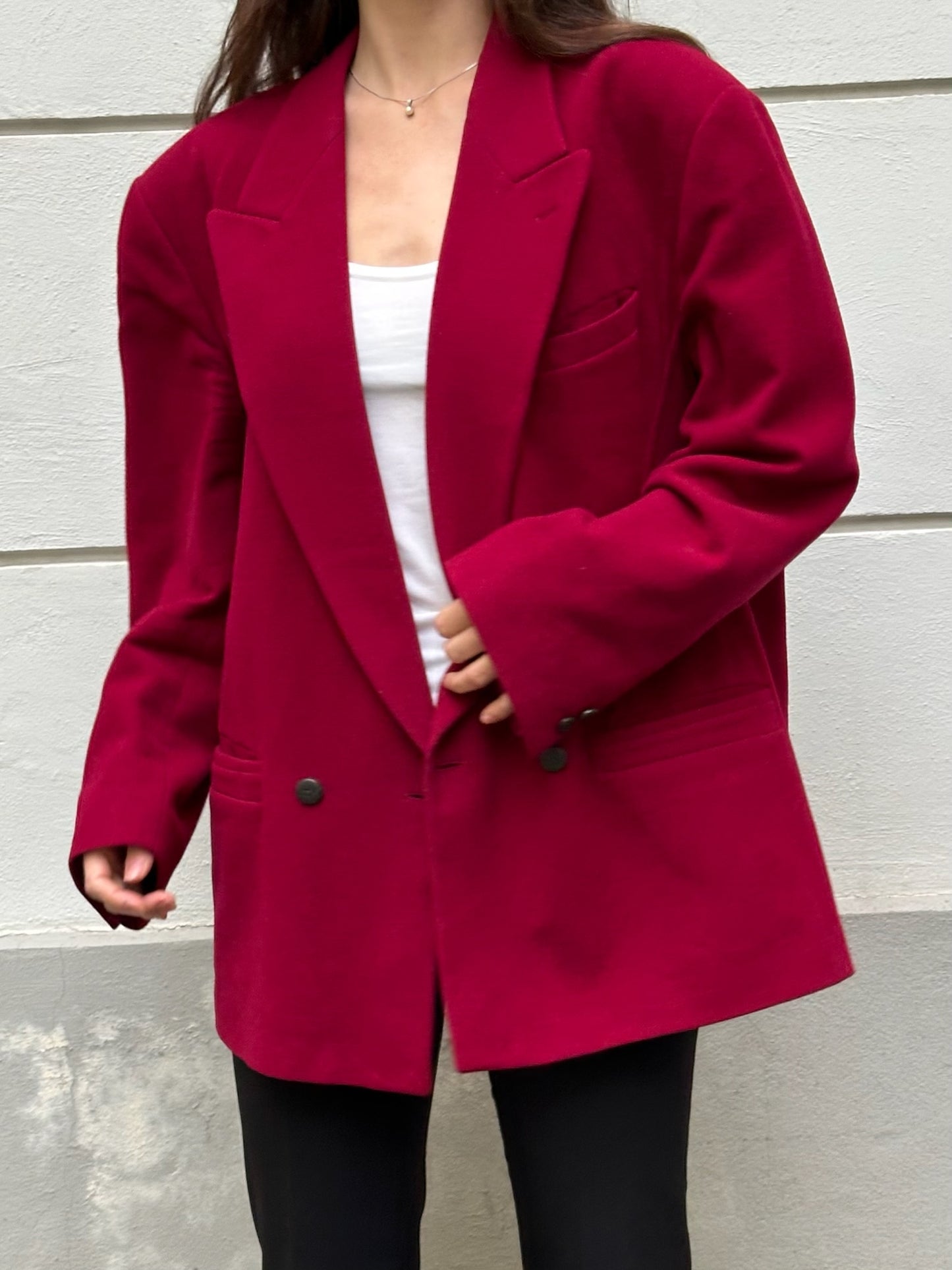 Vintage Wool/Cashmere Blend Dark Red Blazer L/XL