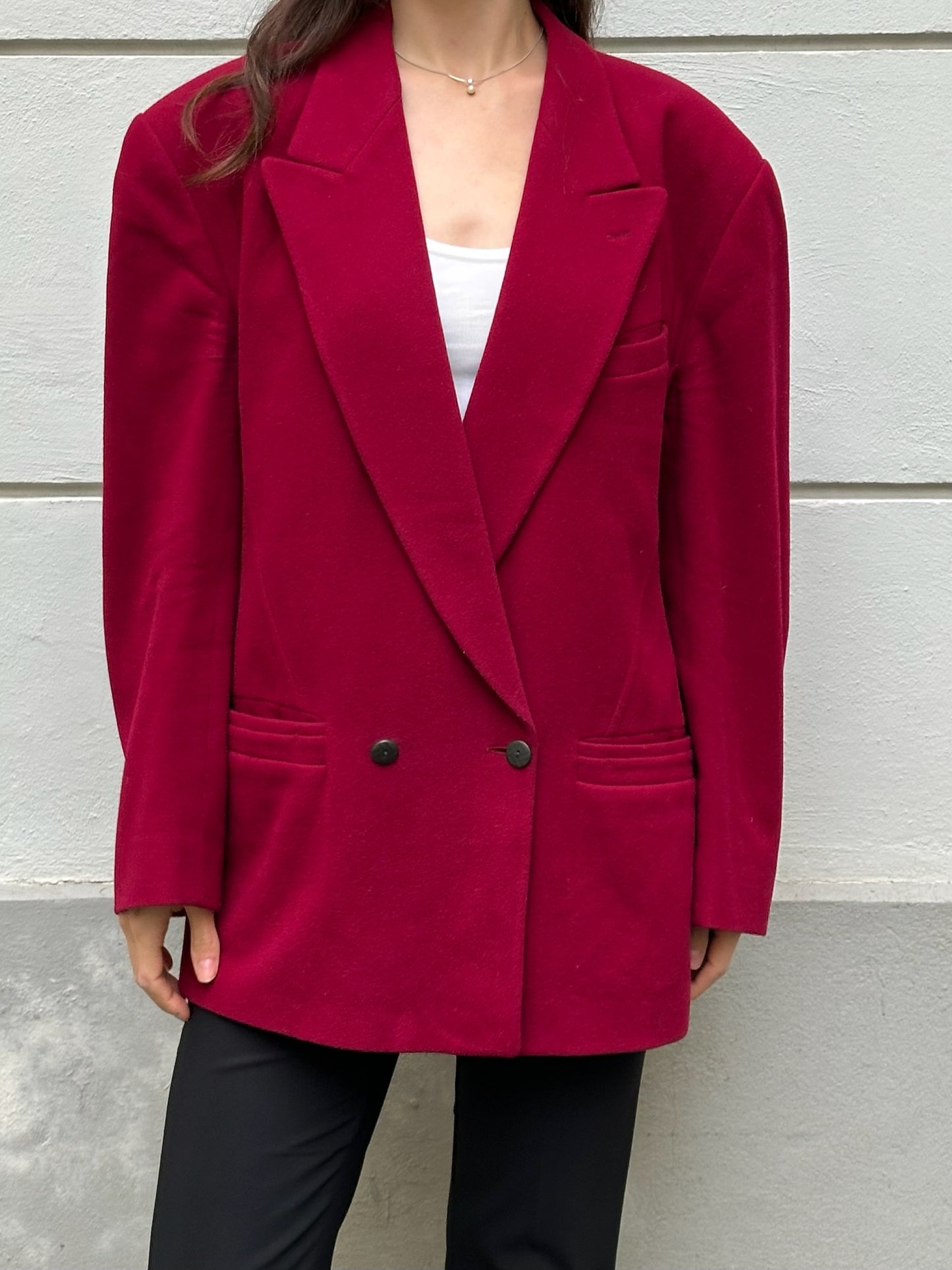 Vintage Wool/Cashmere Blend Dark Red Blazer L/XL