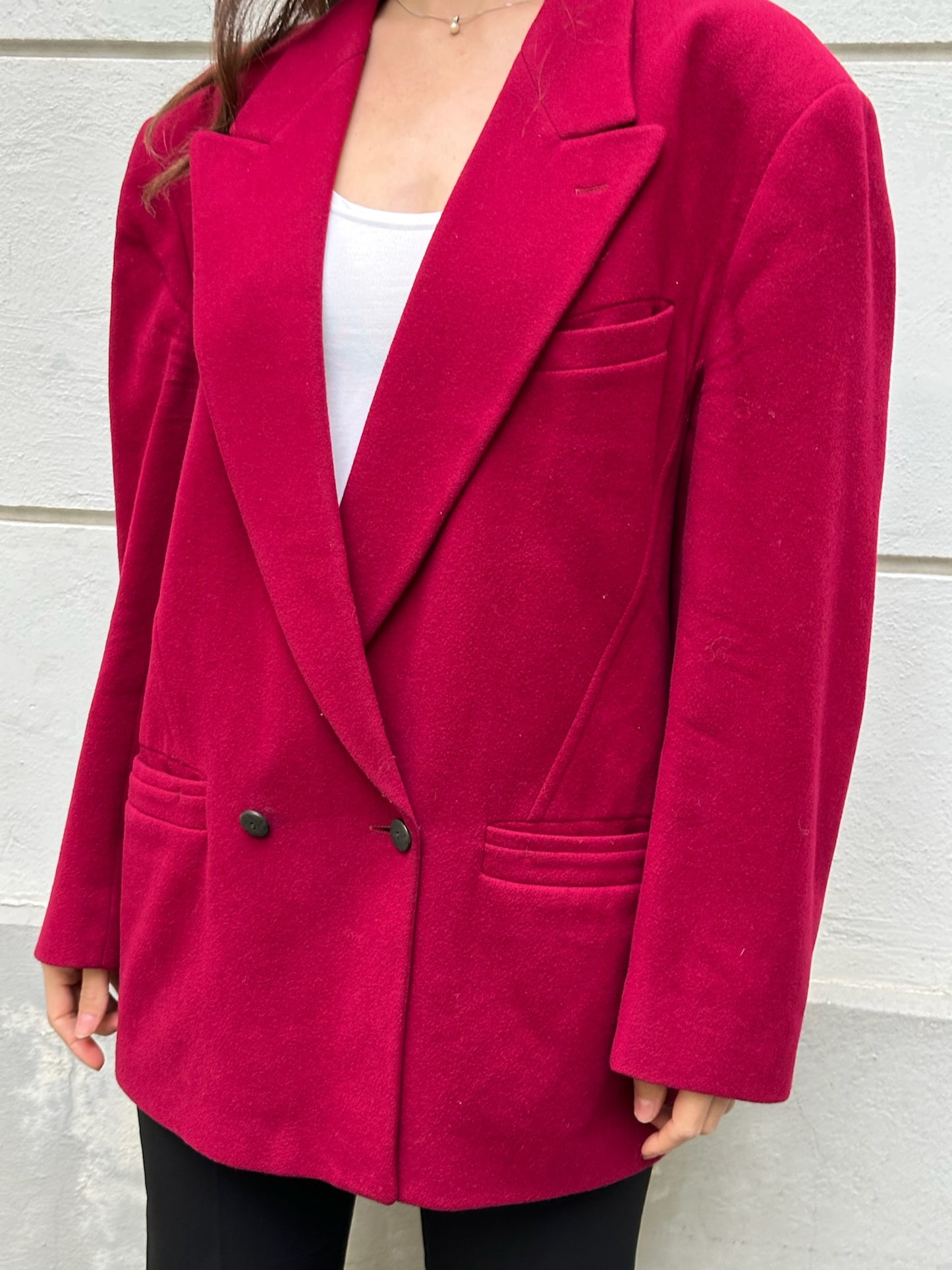 Vintage Wool/Cashmere Blend Dark Red Blazer L/XL