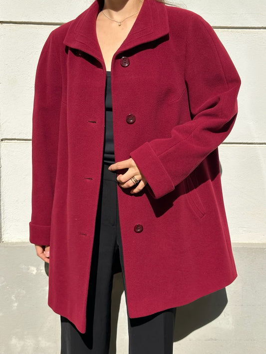 Vintage Wool & Cashmere Deep Red Coat M/L