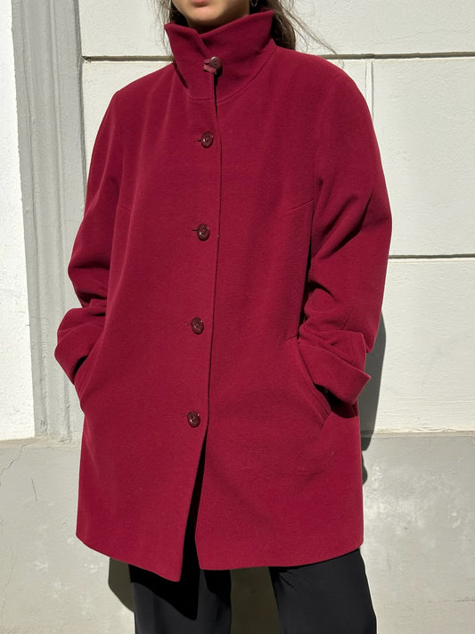 Vintage Wool & Cashmere Deep Red Coat M/L