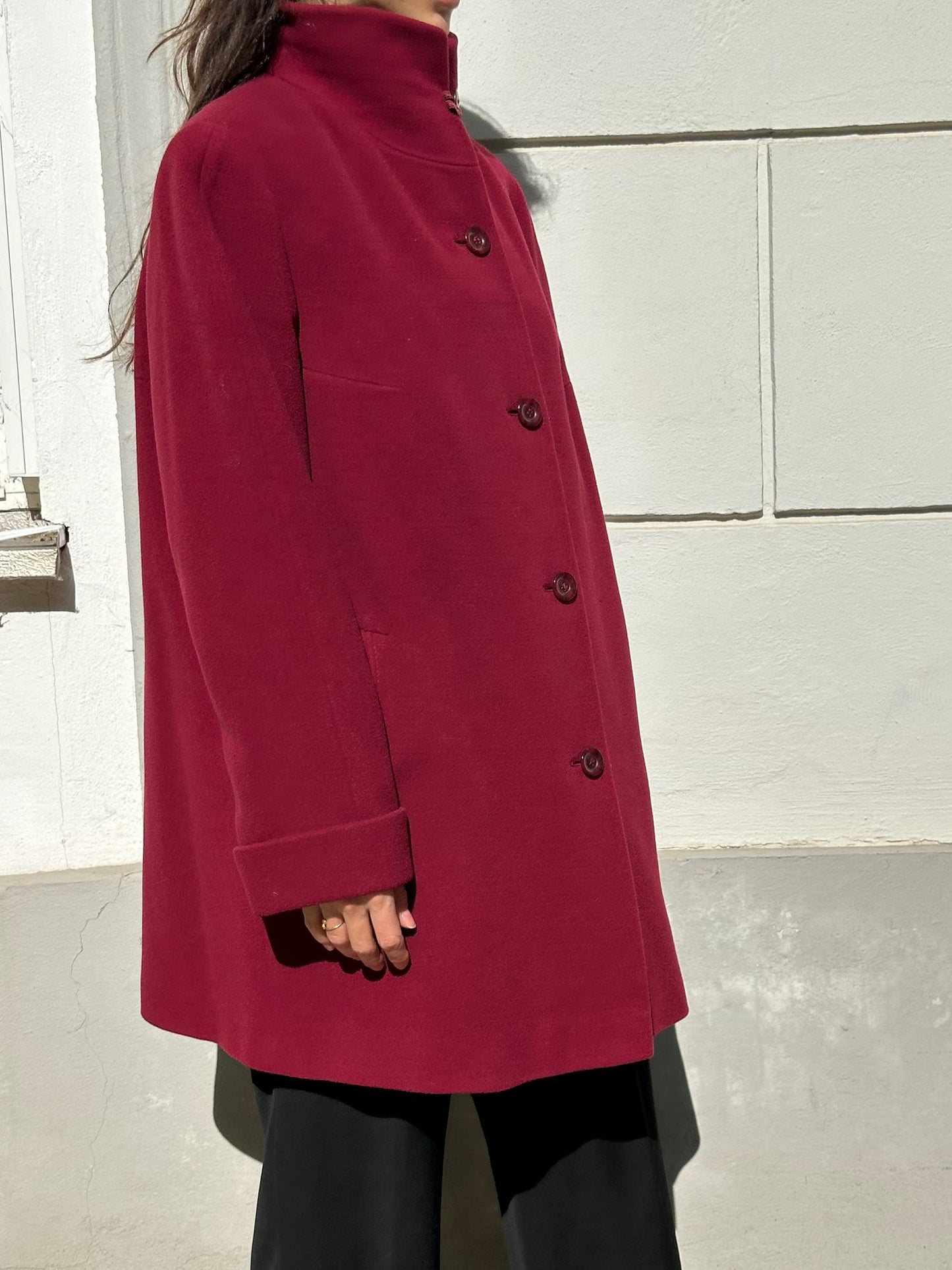 Vintage Wool & Cashmere Deep Red Coat M/L