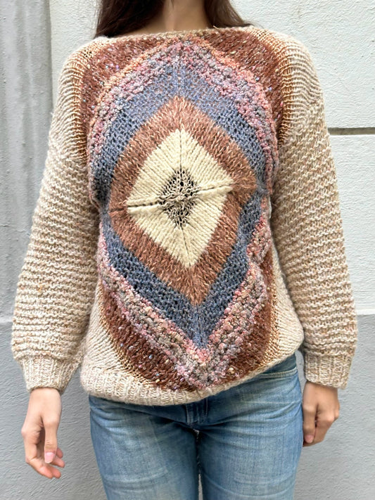 Vintage Crochet Knitted Pullover Sweater S/M