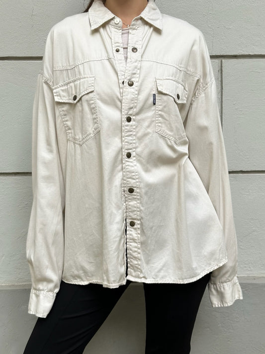 Vintage 100% Cotton Off White Button Down Shirt L/XL