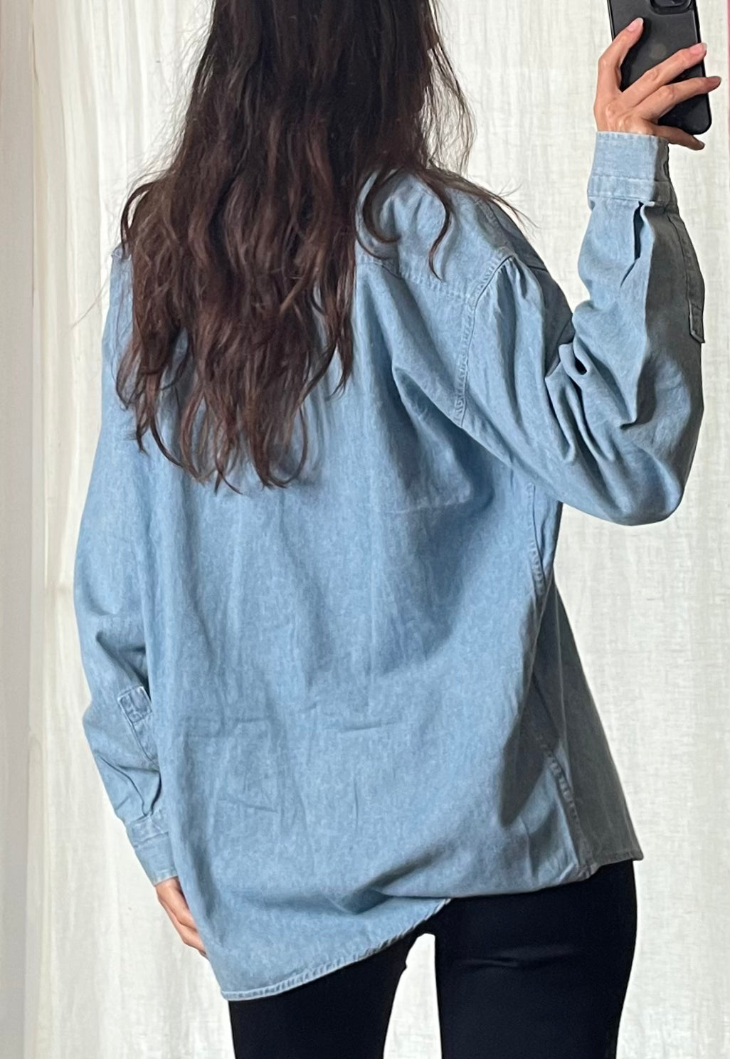 Vintage Light Blue 100% Cotton Denim Long Sleeve Shirt Jacket L