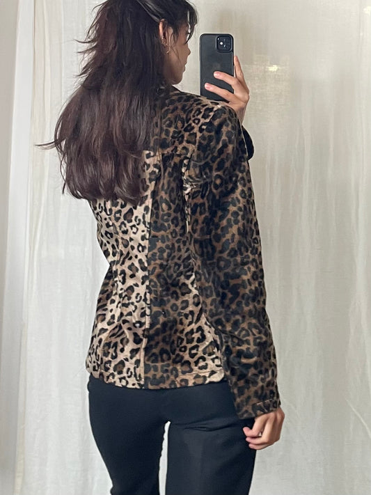 Vintage Cheetah/Leopard Print Fuzzy Blazer Jacket S