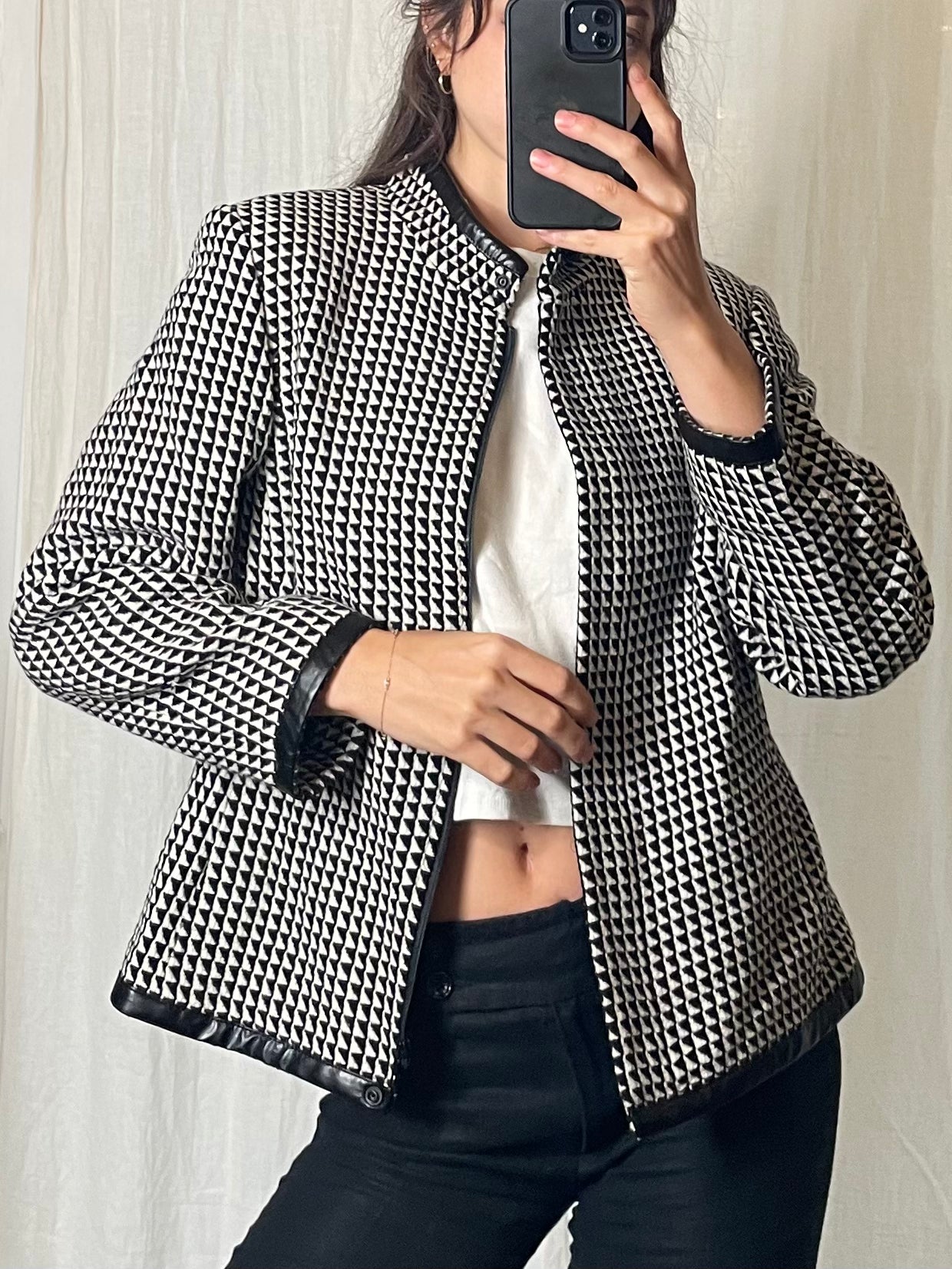 Vintage Wool Blend Black & White Jacket M