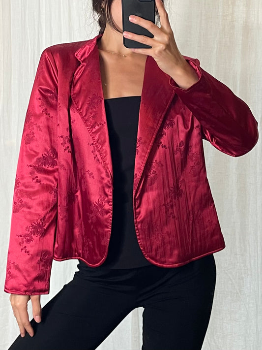 Sisley Deep Pink/Red Satin Padded Jacket M