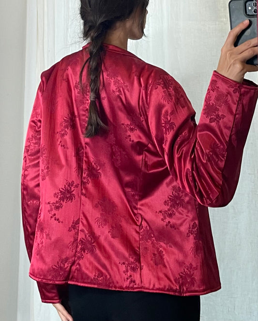 Sisley Deep Pink/Red Satin Padded Jacket M