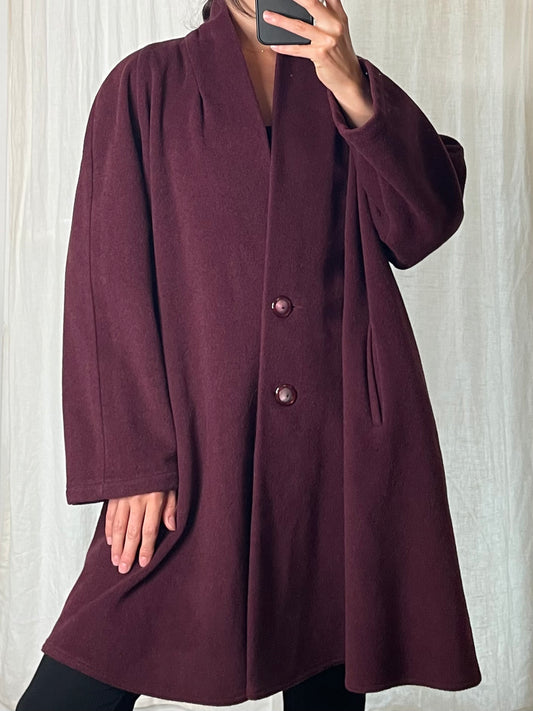 Vintage Eggplant Purple Wool Blend Coat M/L