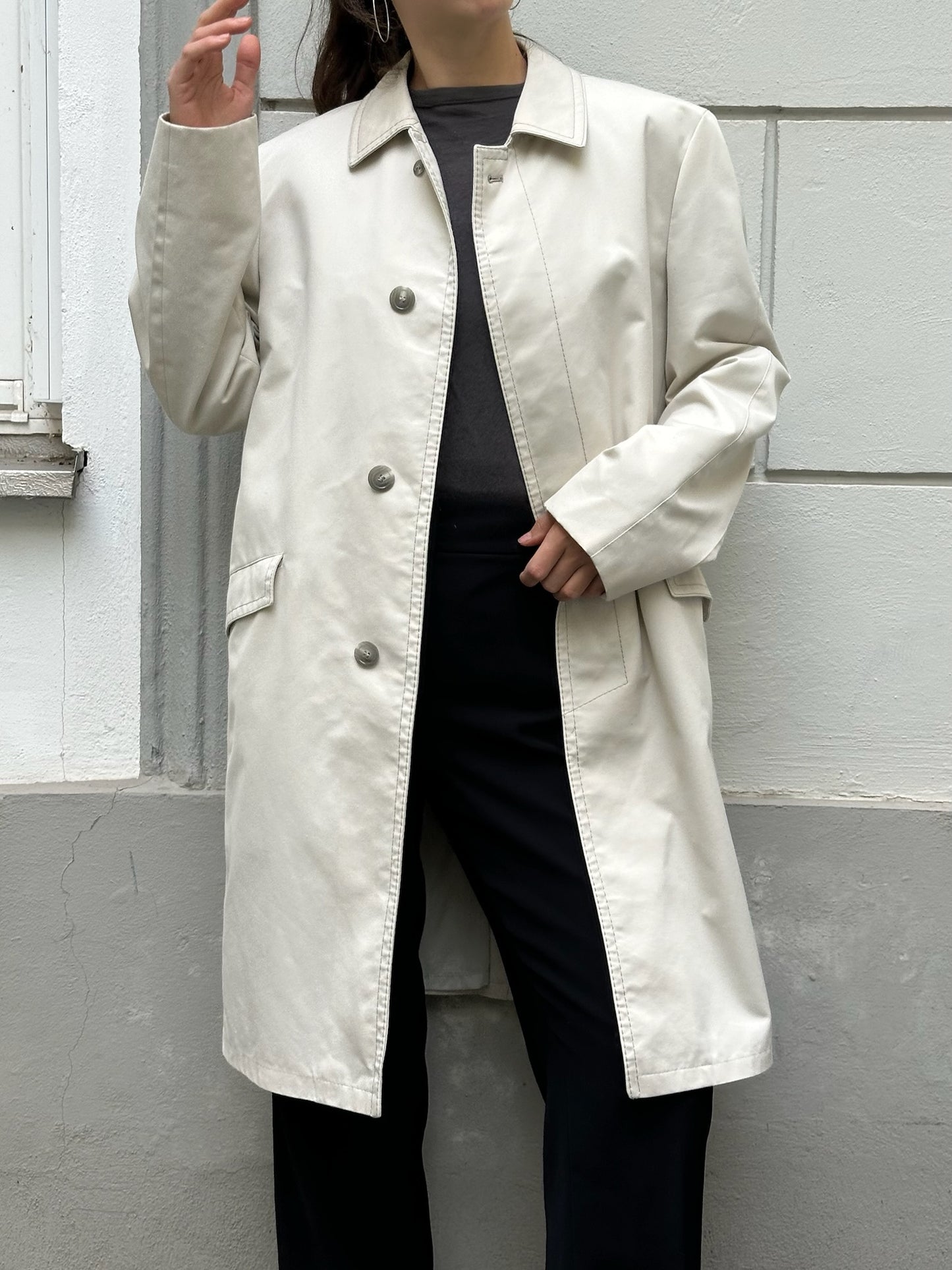 Vintage Off-White Trench Coat Jacket S/M