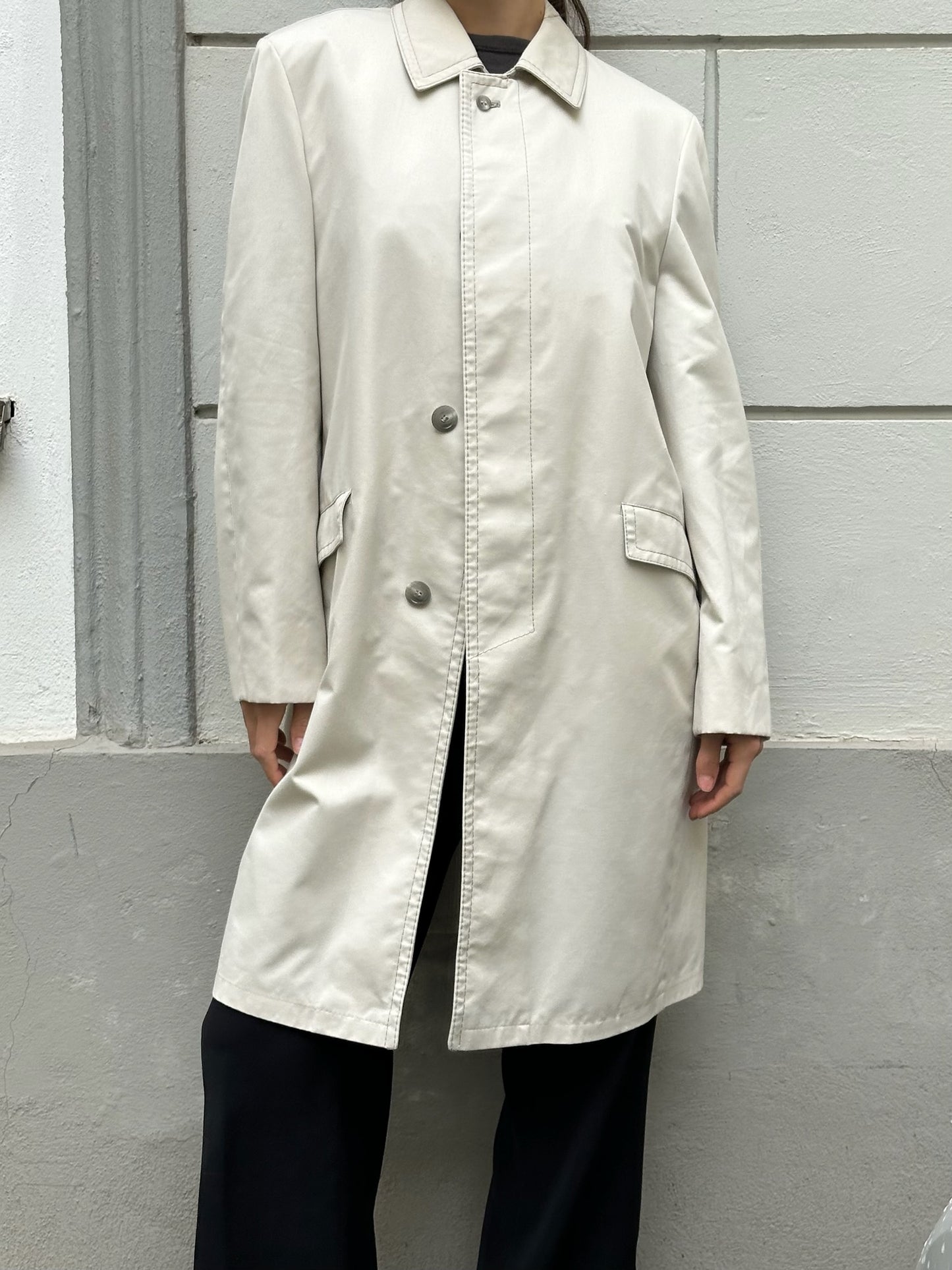 Vintage Off-White Trench Coat Jacket S/M