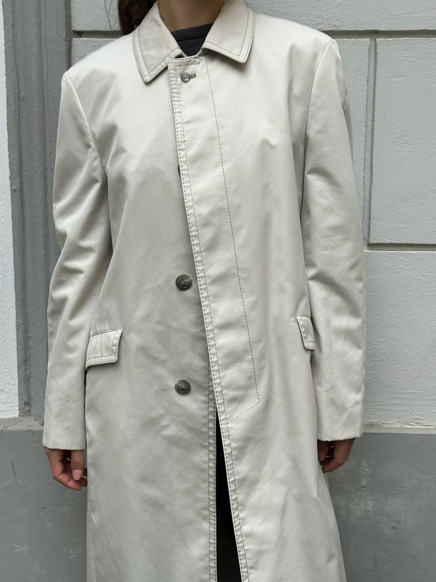 Vintage Off-White Trench Coat Jacket S/M