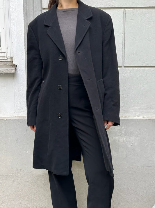 Vintage Cashmere/Wool Blazer Dark Gray Coat L