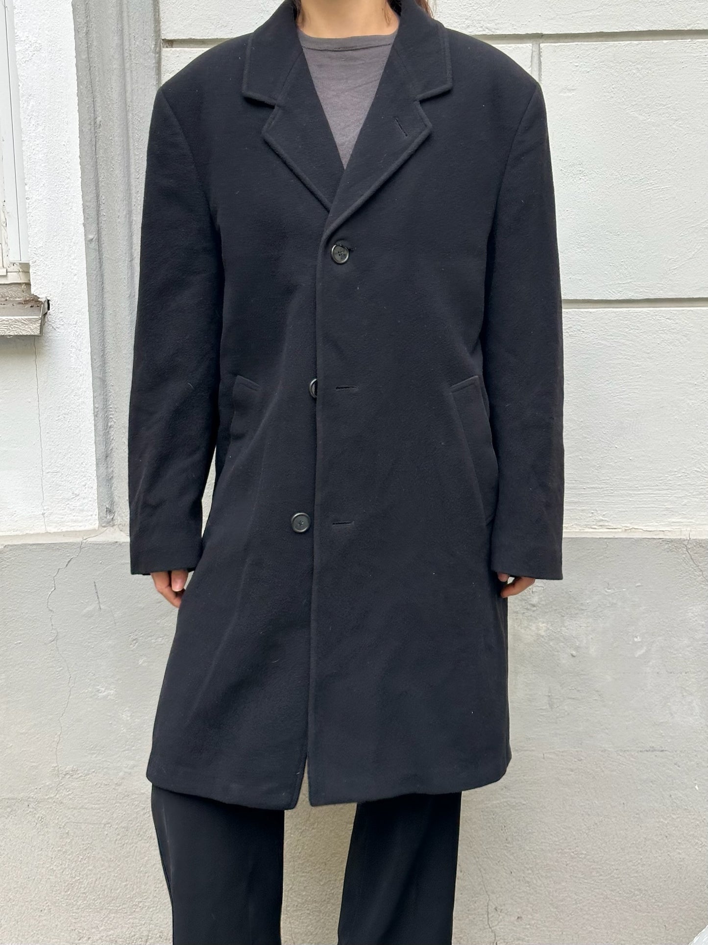 Vintage Cashmere/Wool Blazer Dark Gray Coat L