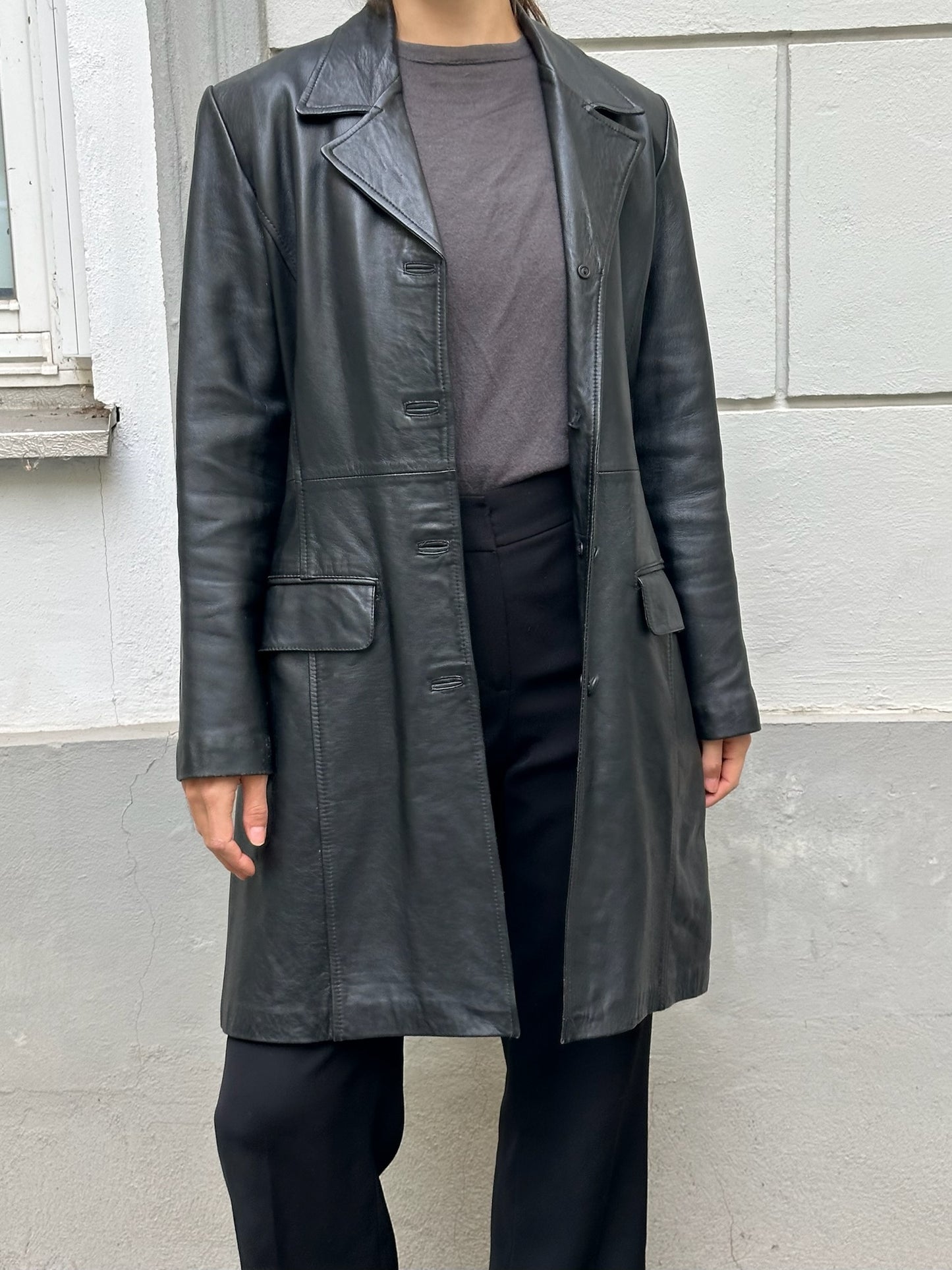 Vintage 100% Genuine Leather Black Blazer Jacket M