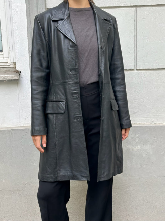 Vintage 100% Genuine Leather Black Blazer Jacket M
