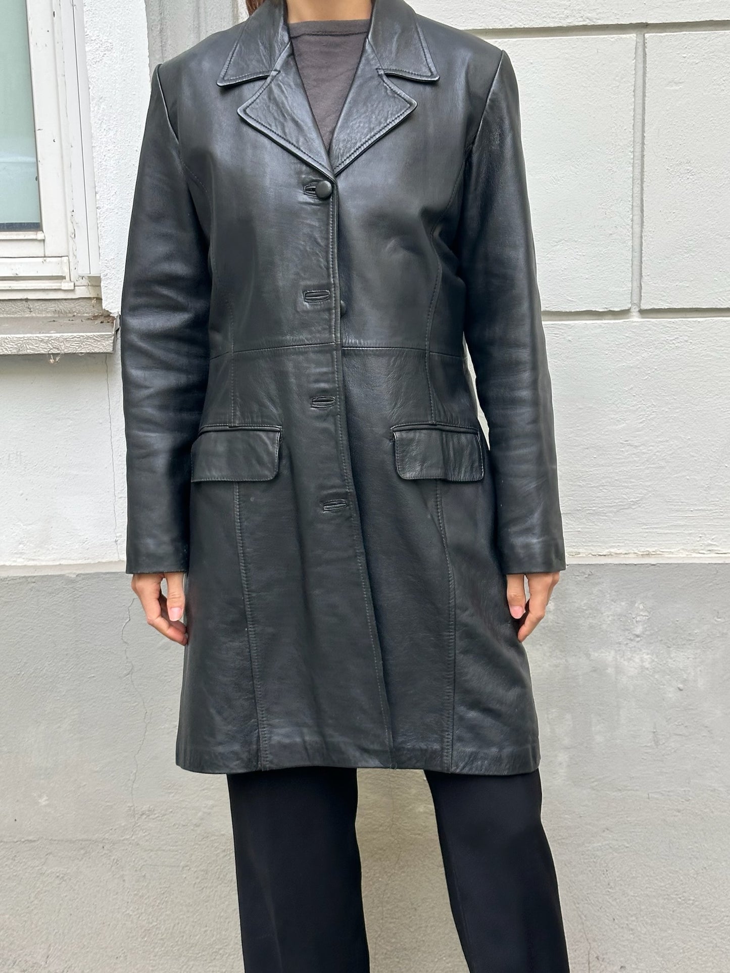 Vintage 100% Genuine Leather Black Blazer Jacket M