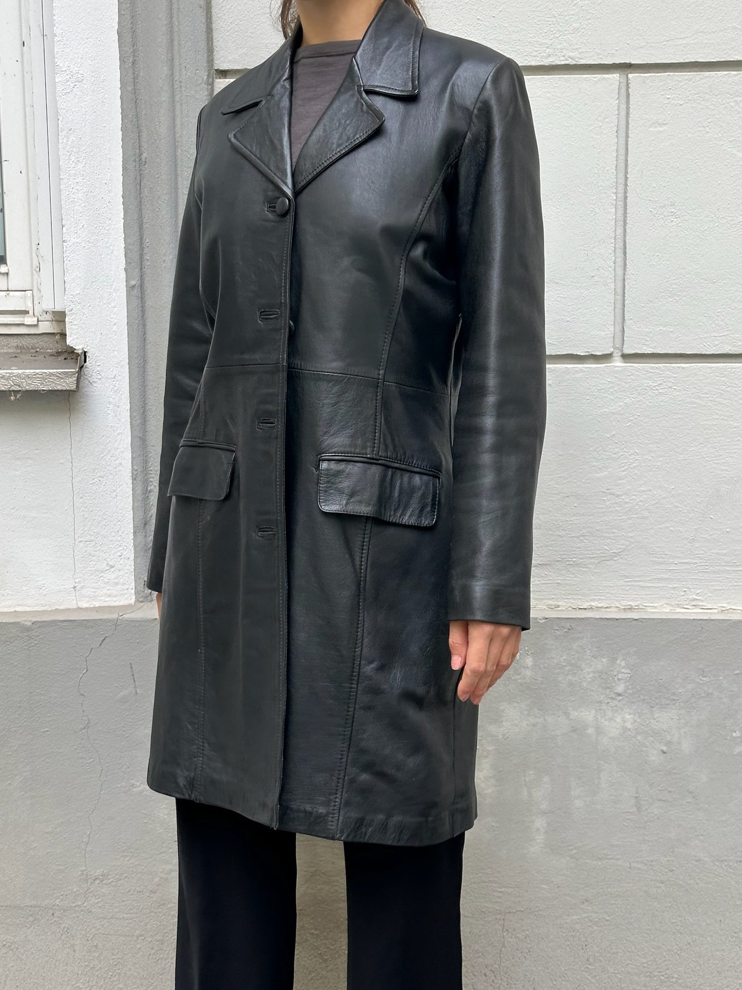 Vintage 100% Genuine Leather Black Blazer Jacket M