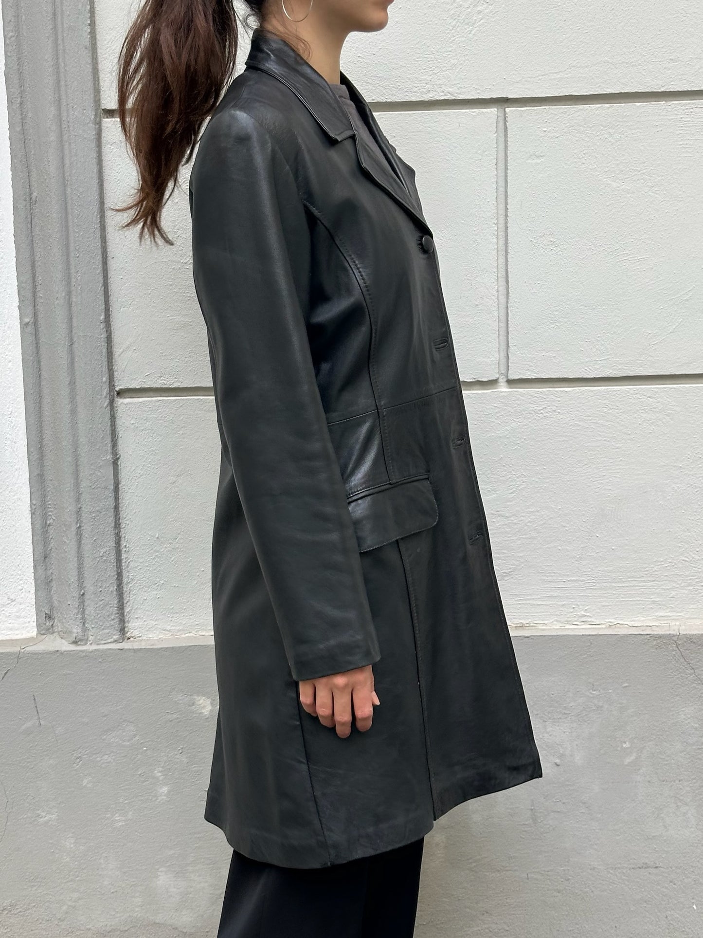 Vintage 100% Genuine Leather Black Blazer Jacket M